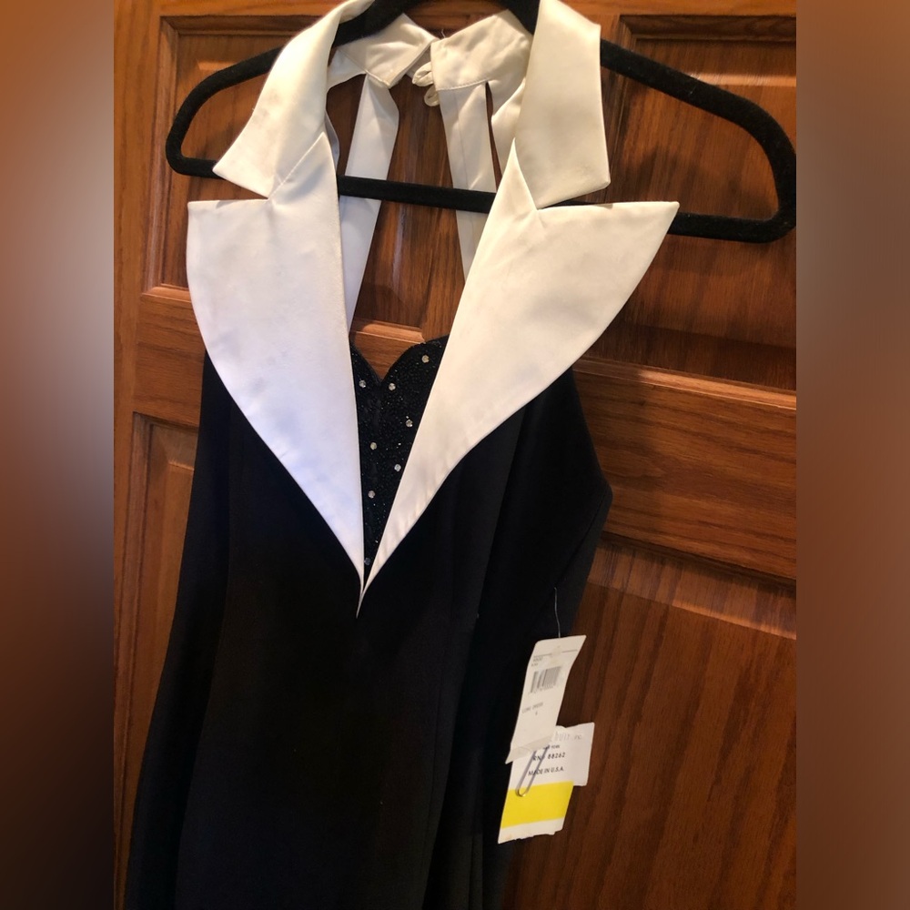 Chic Black and White Halter Dress